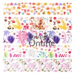 Folii de transfer, FST025 cu Flori si Frunze colorate, set 10 bucati